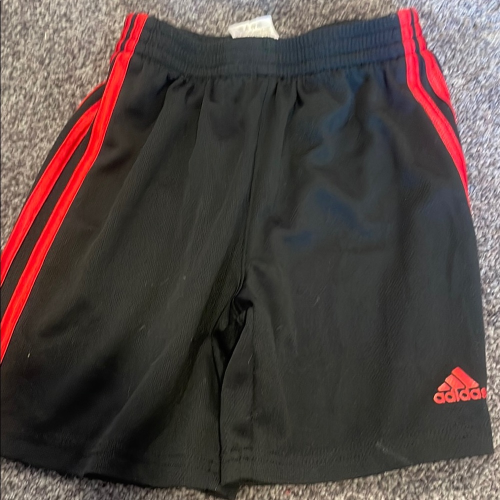 Adidas Kids Black Shorts with Red Stripes